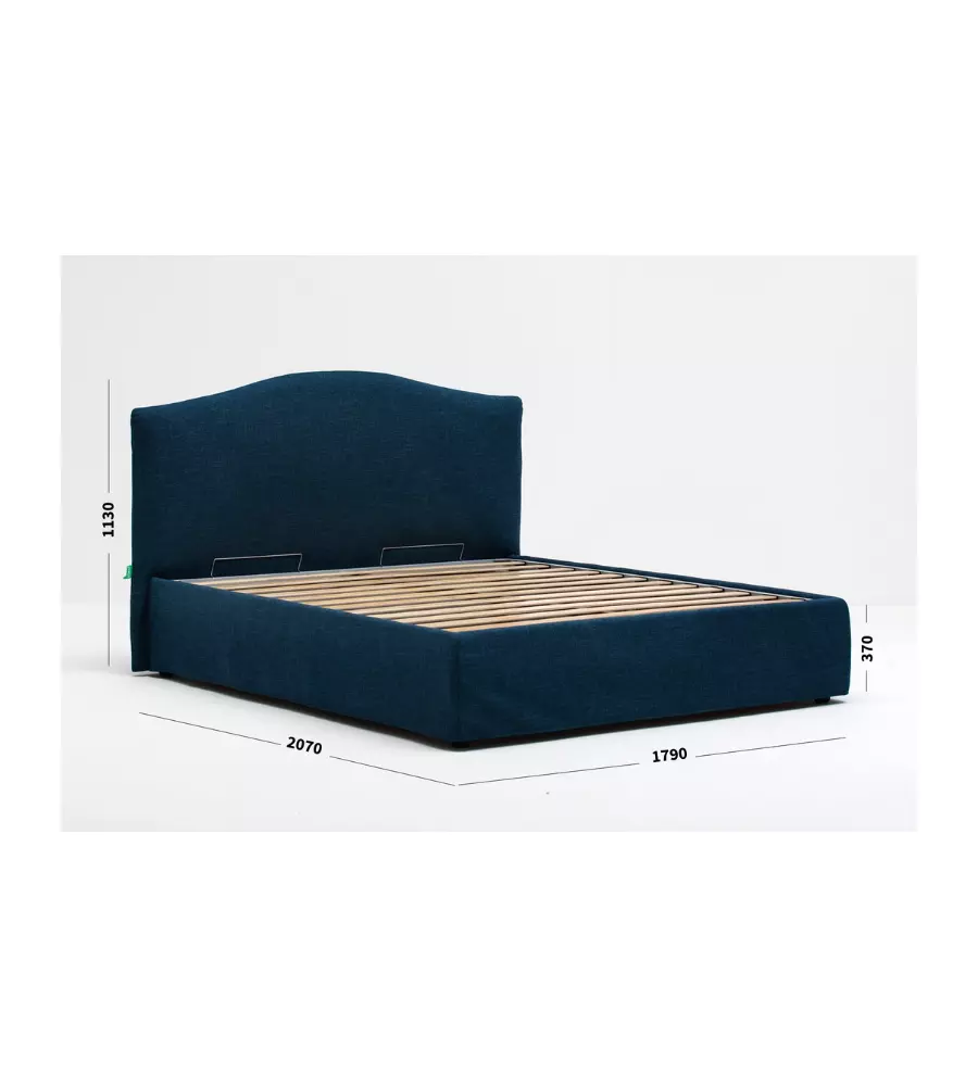 LETTO MATRIMONIALE CONTENITORE "HILL" BLU 160X190 CM